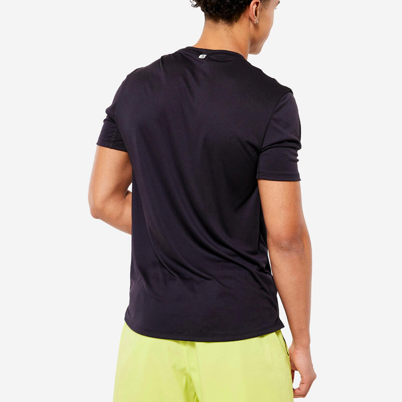 Erkek Siyah Füme Kısa Kollu Bisiklet Yaka Tişört - Fitness