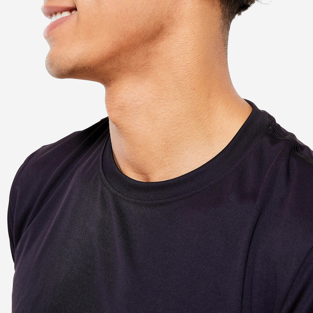 T-shirt de fitness manches courtes respirant col rond homme, violet