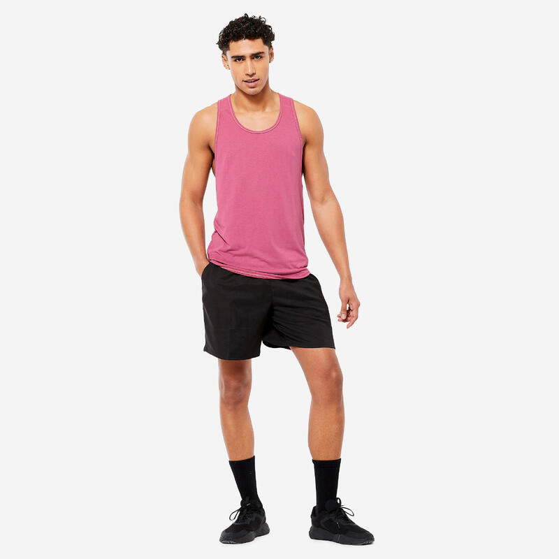 Canotta uomo palestra slim fit traspirante rosa