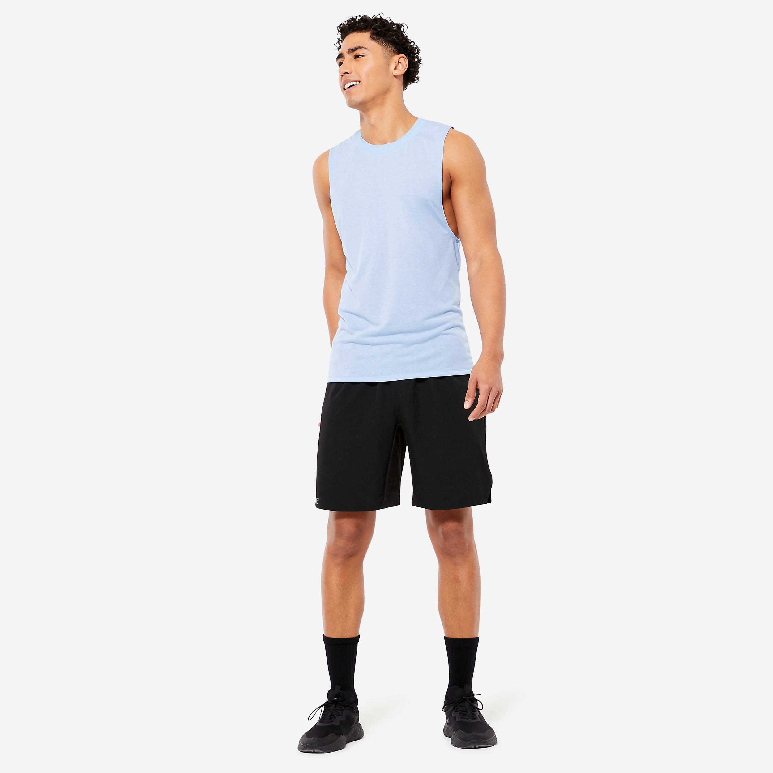 MEN'S SLIM SOFT ROUND-NECK BREATHABLE CROSS-TRAINING TANK TOP - BLUE