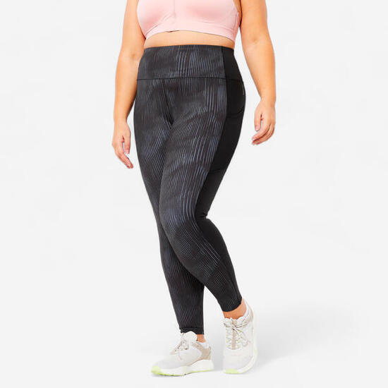 Legging de sport grande taille avec poche femme, imprimé noir