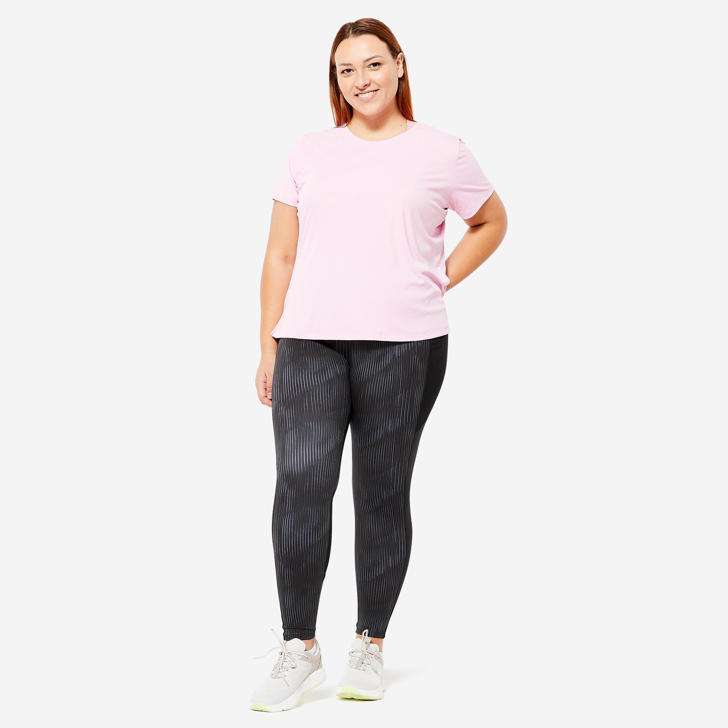 Women's Plus-Size Fitness Cardio Leggings with Pocket - Black/Grey 2/6