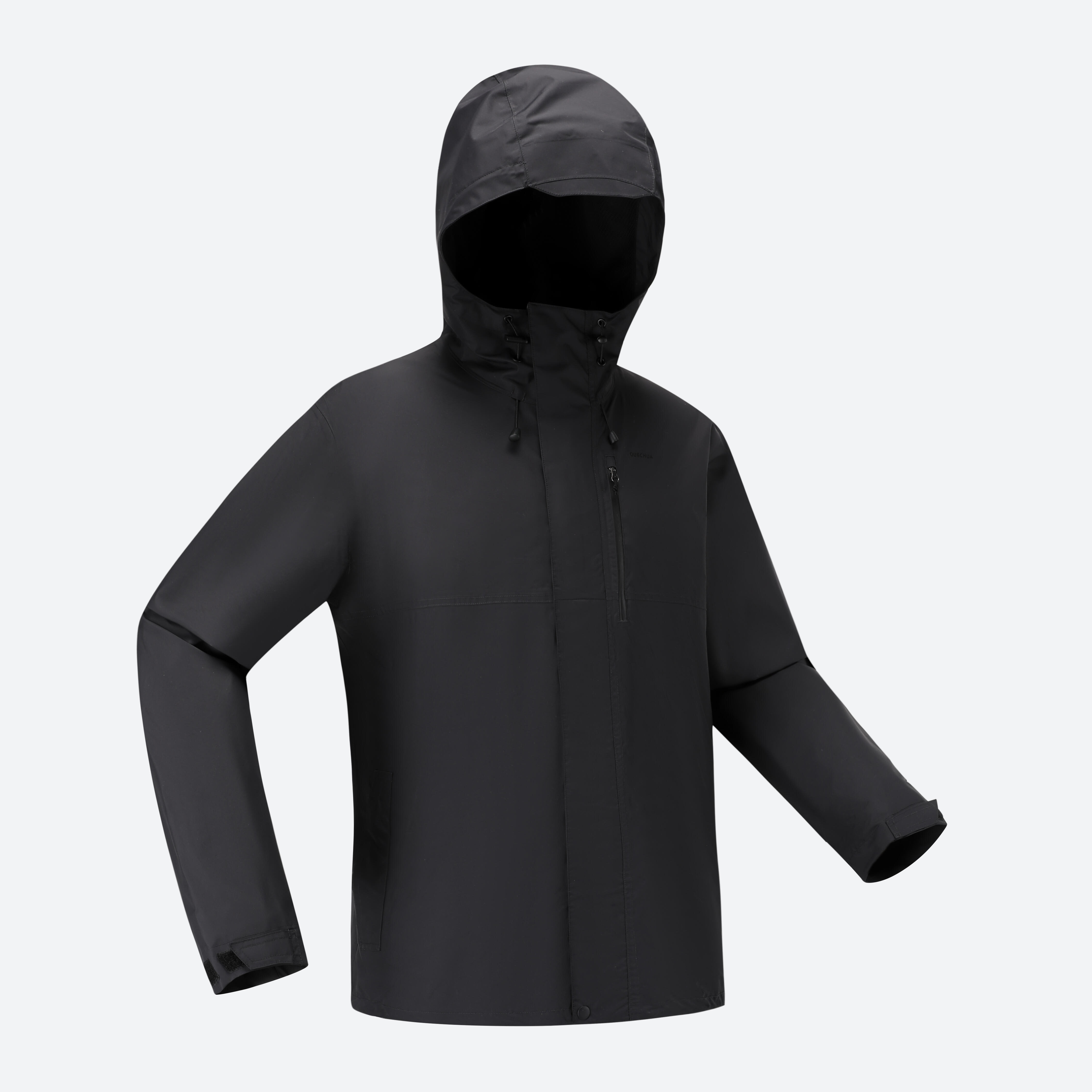 Quechua Men's NH500 Waterproof Hiking Jacket - Black