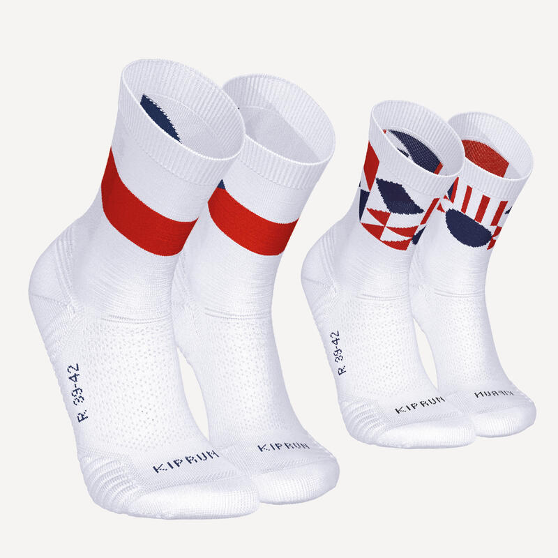 LOT de 2 PAIRES de CHAUSSETTES DE RUNNING RUN500 EPAISSES MI-MOLLET REP. TCHEQUE