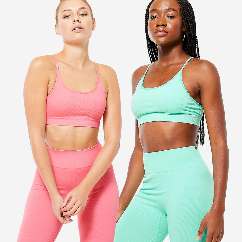 Legging de fitness taille haute femme, vert écumé
