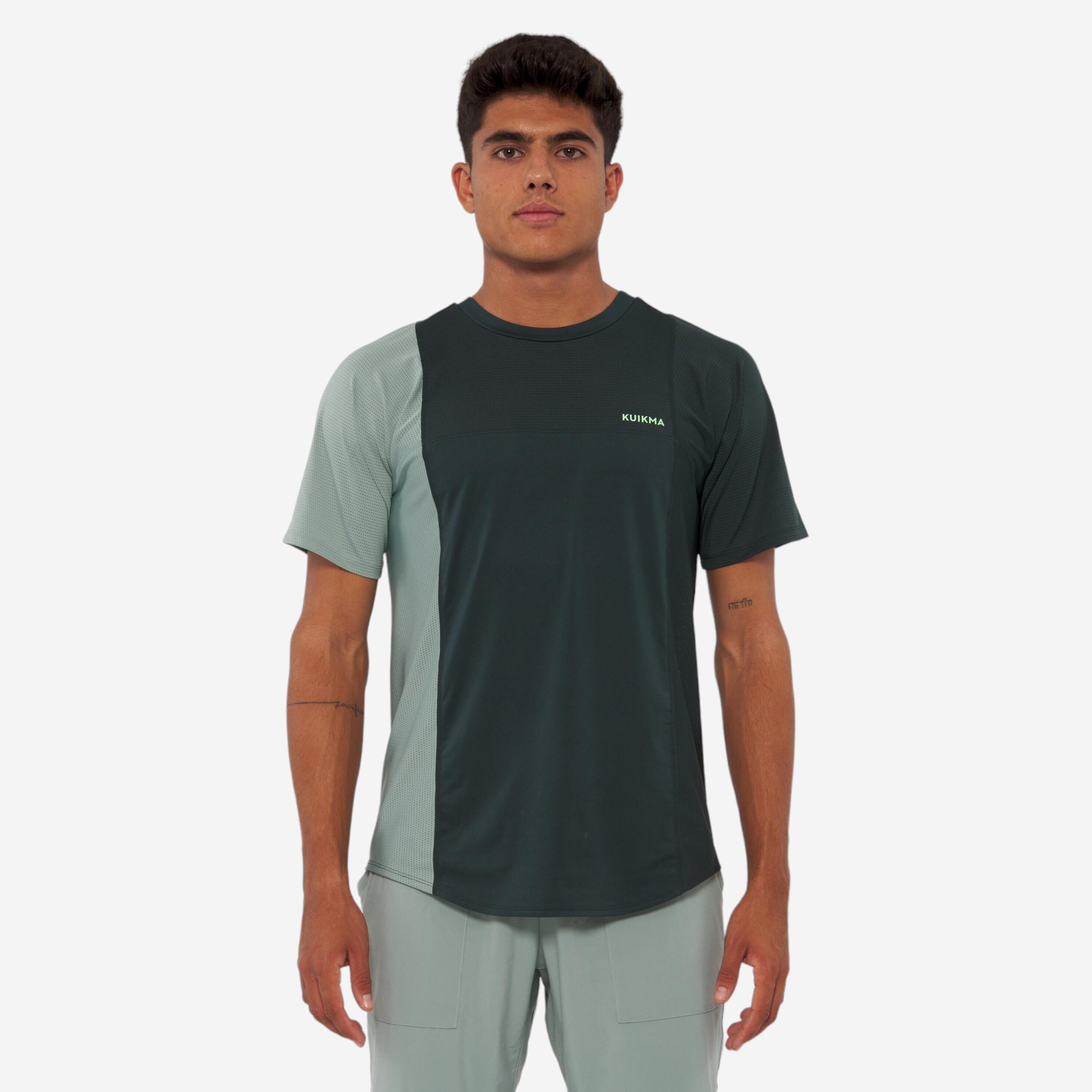 Uomo T-shirt padel traspirante a maniche corte - Verde secco