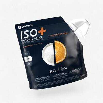 Poeder voor isotone sportdrank iso+ sinaasappel 650 g
