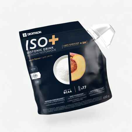 Izotoninio gėrimo milteliai „ISO+“, persikų skonio, 650 g