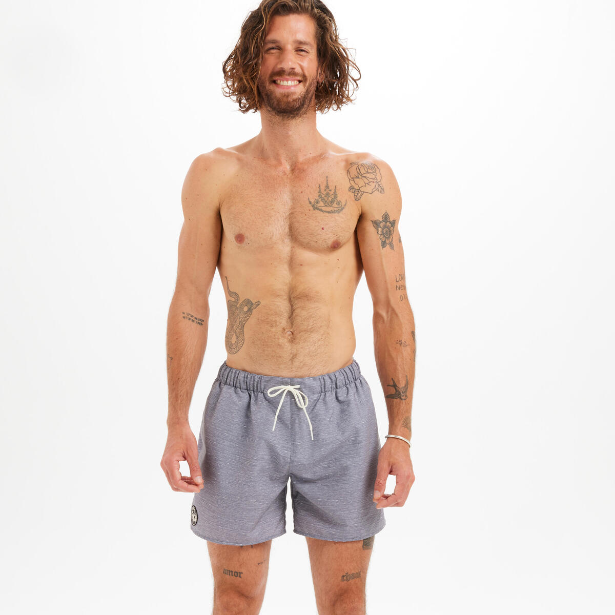 Short de bain 15" homme - 100 heather gris