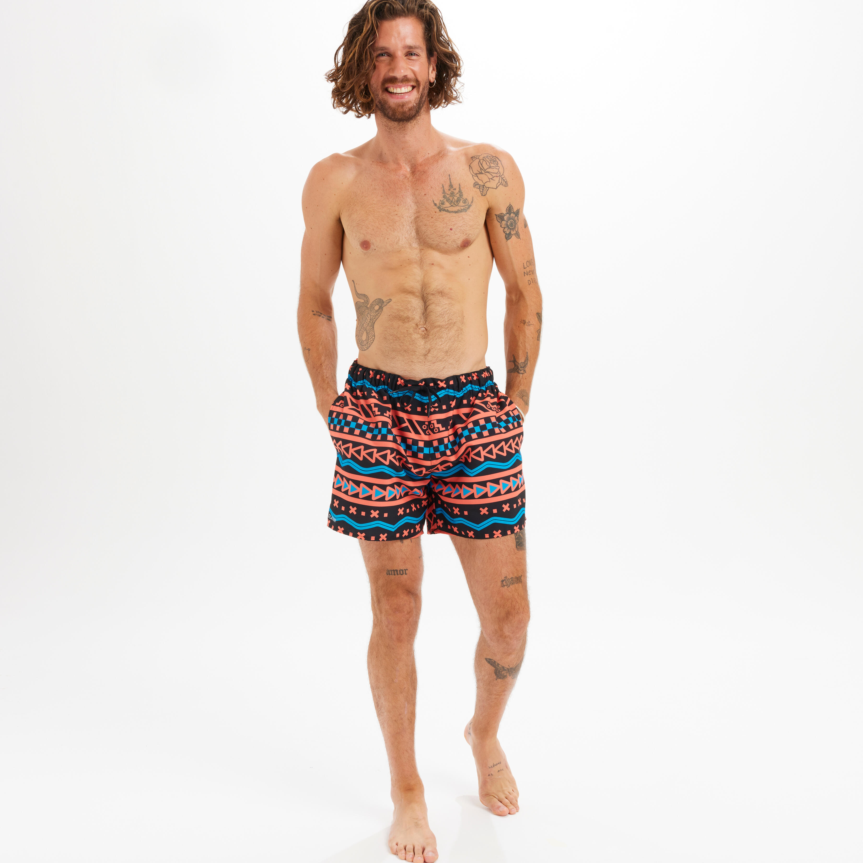 Boardshort surf 100 15" BAZARD ORANGE