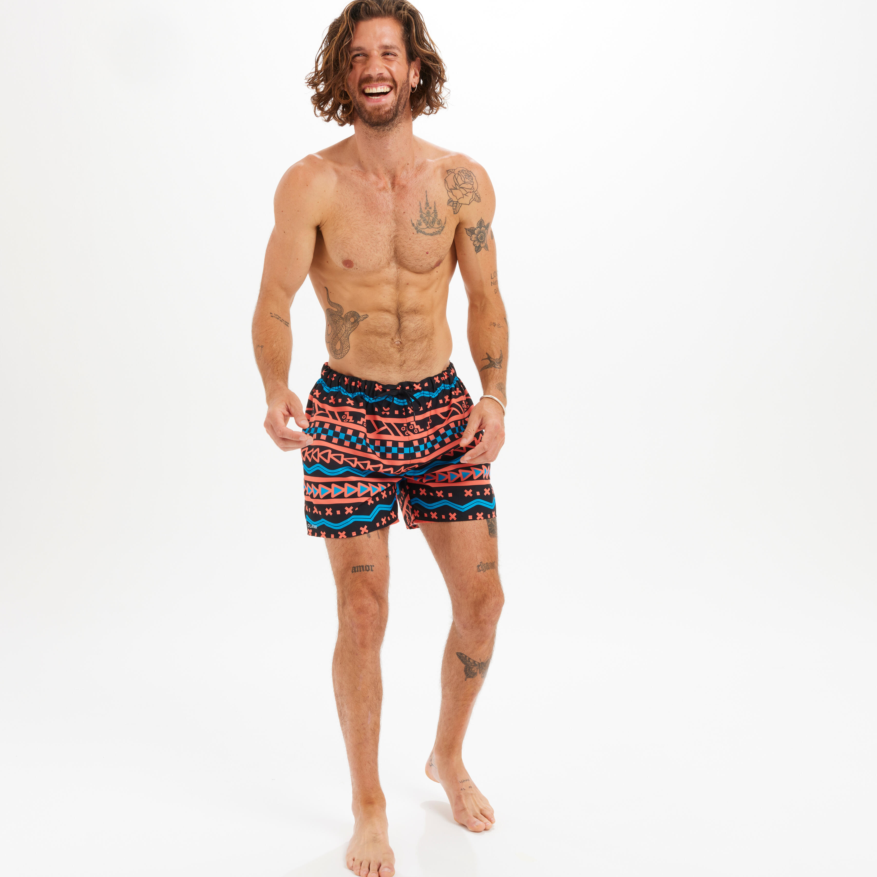 Boardshort surf 100 15" BAZARD ORANGE