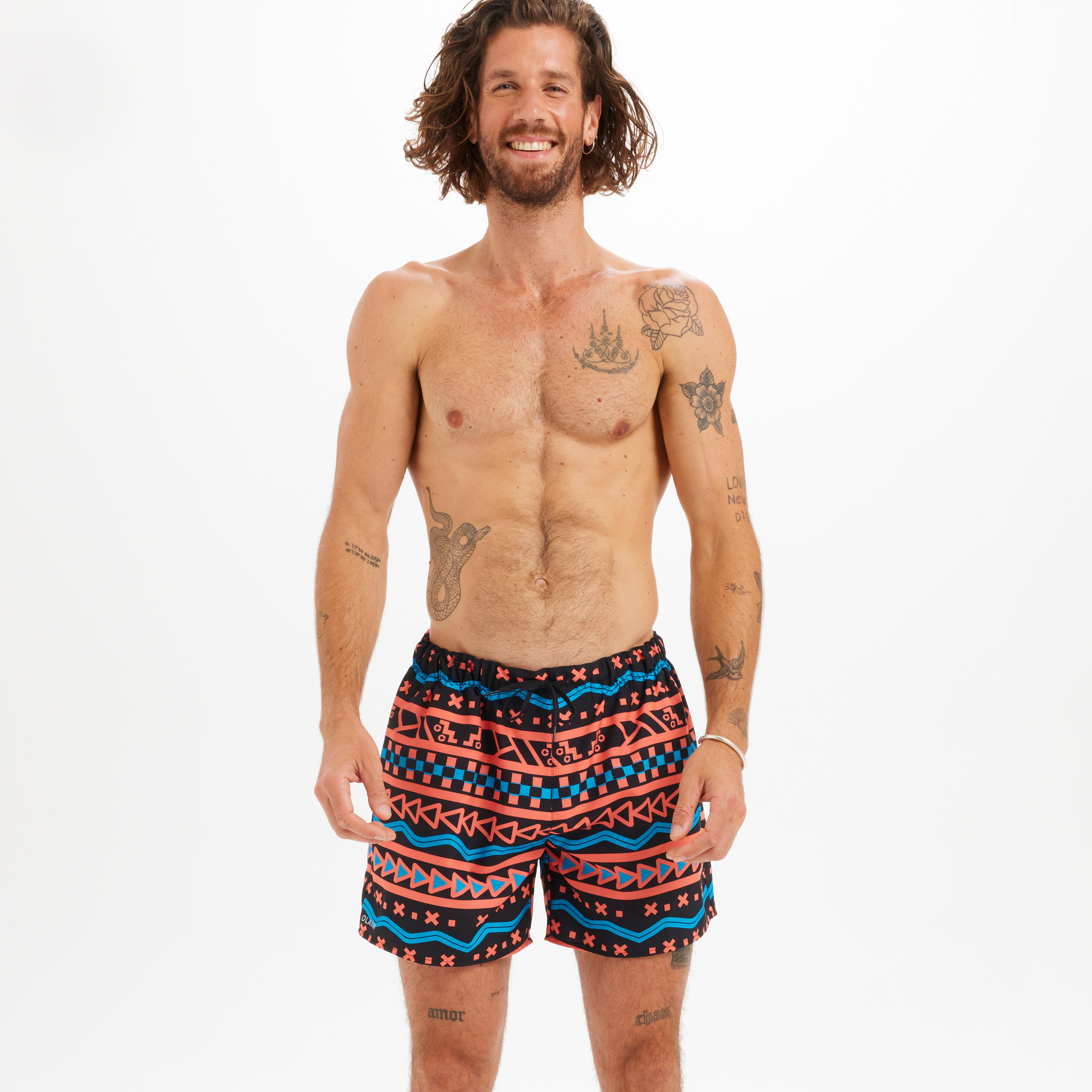 Boardshort surf 100 15" BAZARD ORANGE