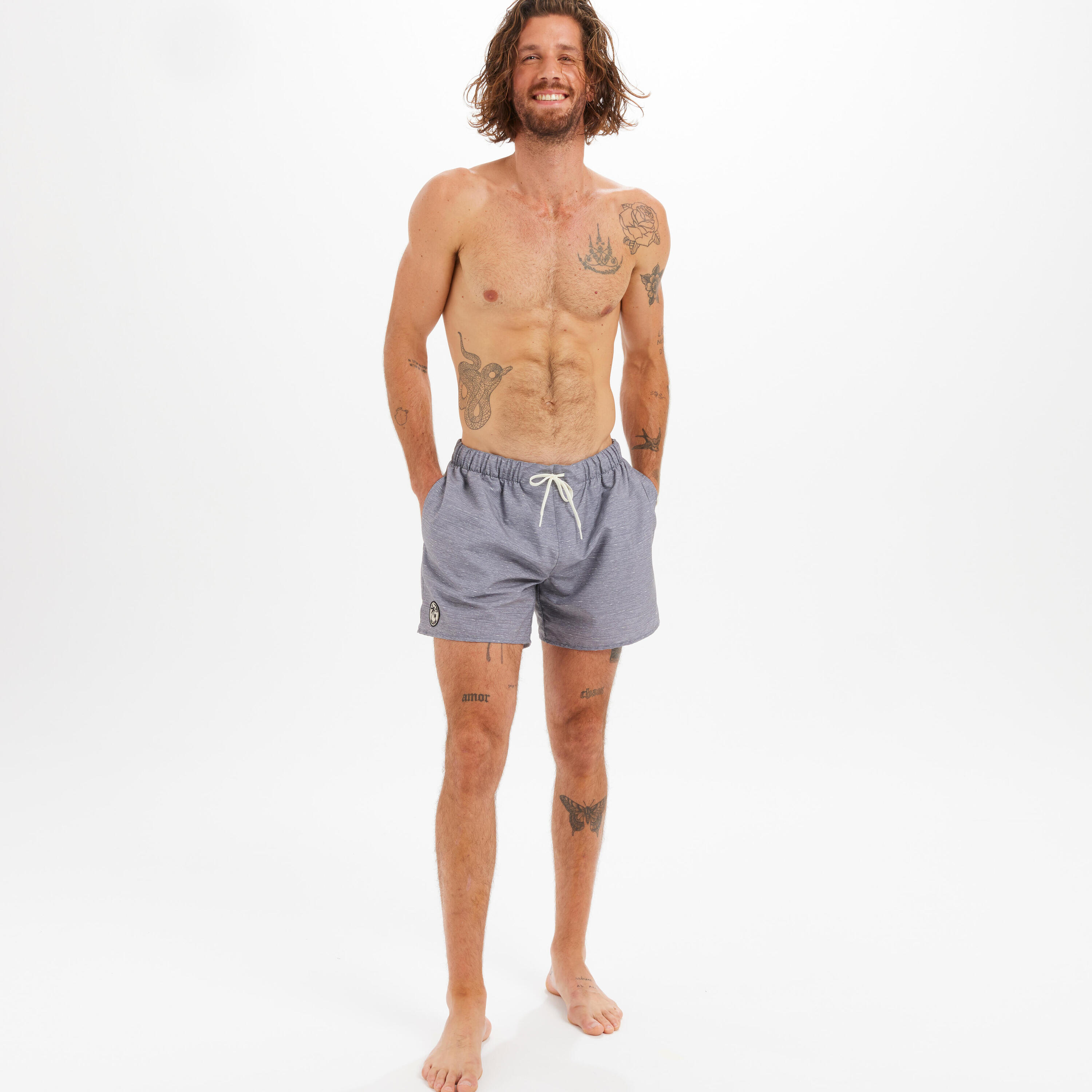 Bañador Hombre 100 15" gris 3/9