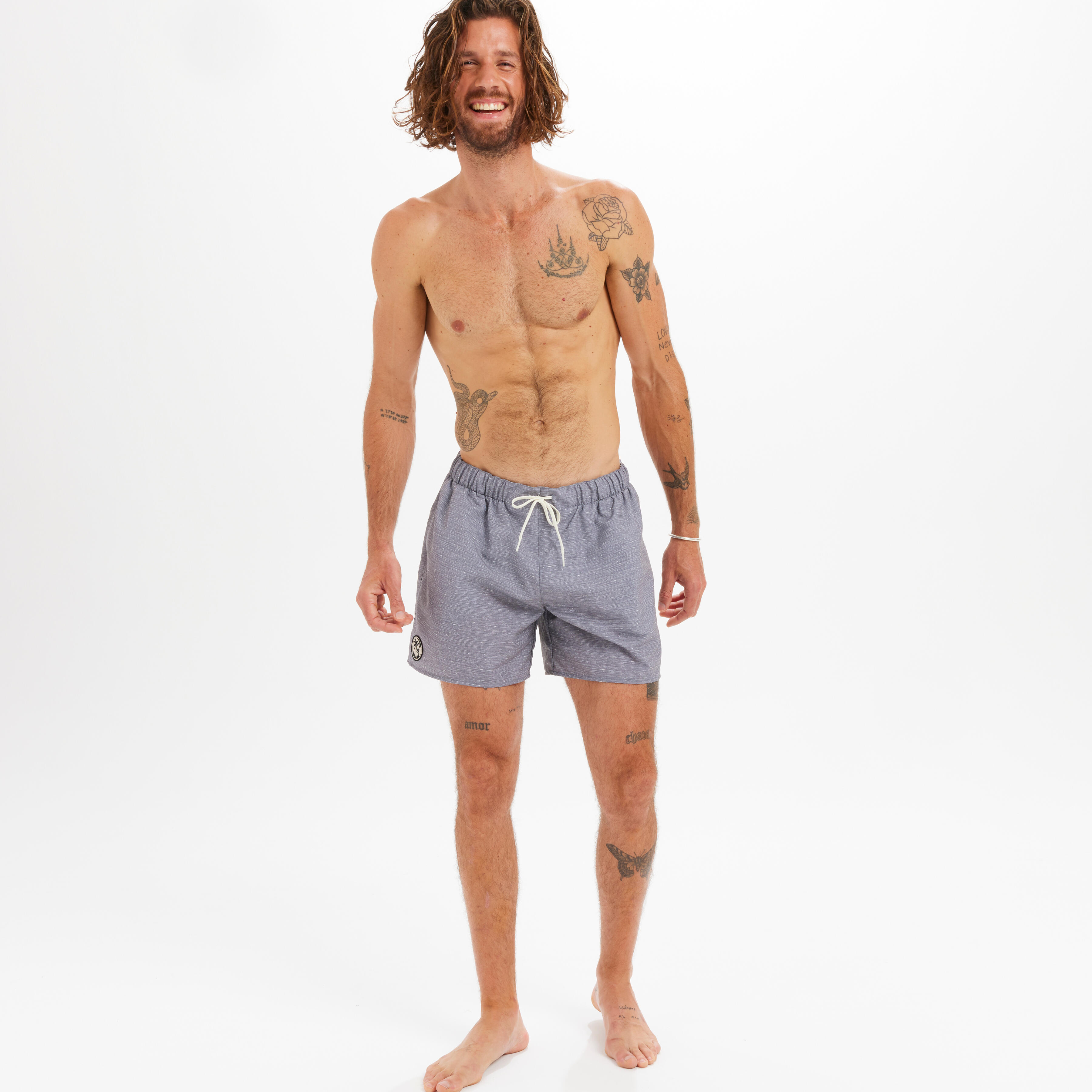 DECATHLON Pánske boardové šortky 15" 100 Heather sivé XL · záber 6