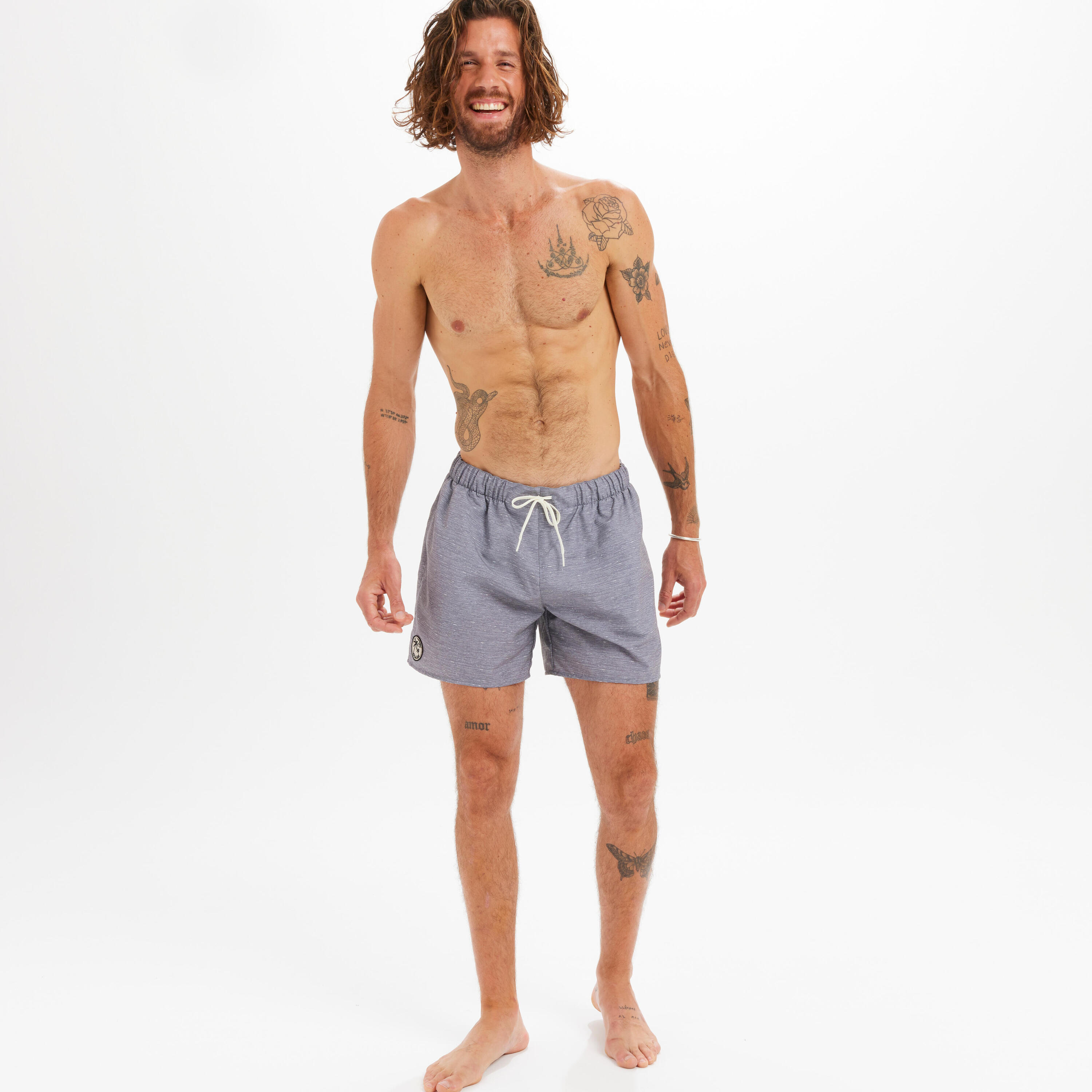 Calções de surf 15" - 100 Homem heather cinzento 5/8