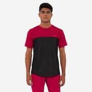 Camiseta de pádel manga corta transpirable Hombre - Kuikma Dry negro rojo