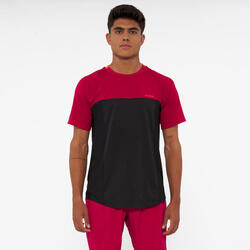 T-shirt de padel manches courtes respirant Homme - Kuikma Dry noir rouge