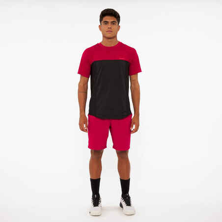 Men's Padel Short-Sleeved Breathable T-Shirt - Black/Red