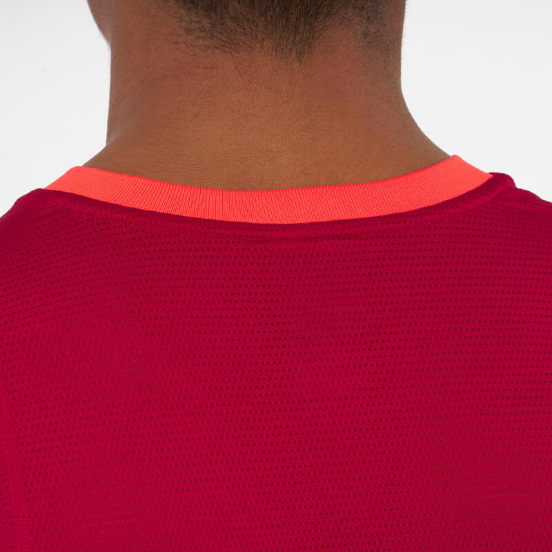 Herren Padel-T-Shirt kurzarm atmungsaktiv Kuikma - Dry schwarz/rot