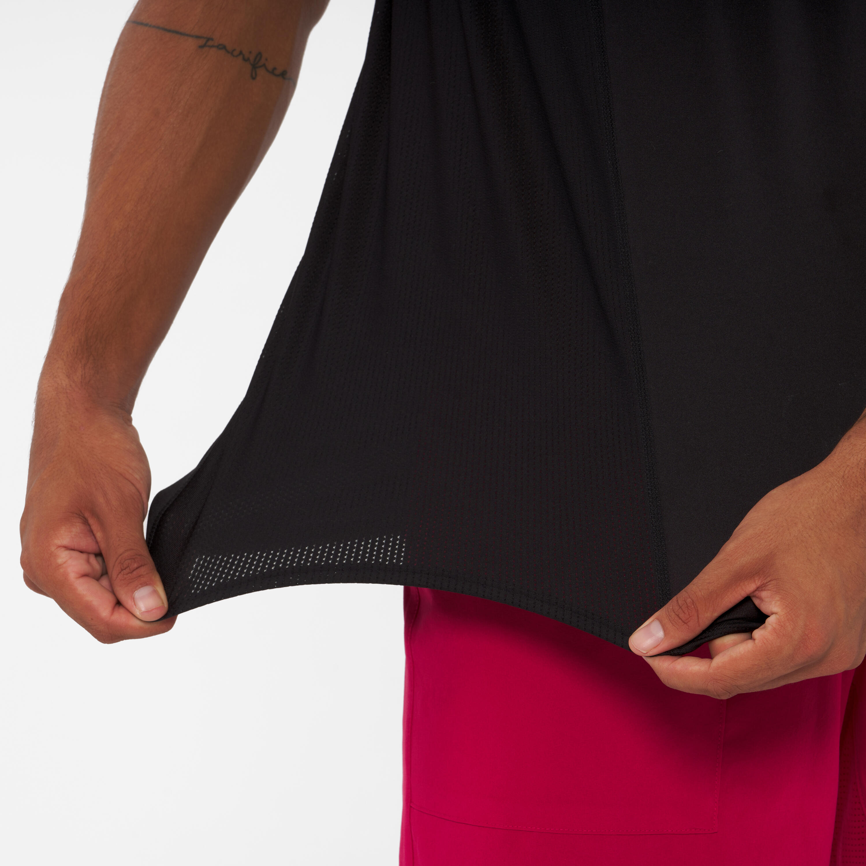 Men's Padel Short-Sleeved Breathable T-Shirt - Black/Red 7/8