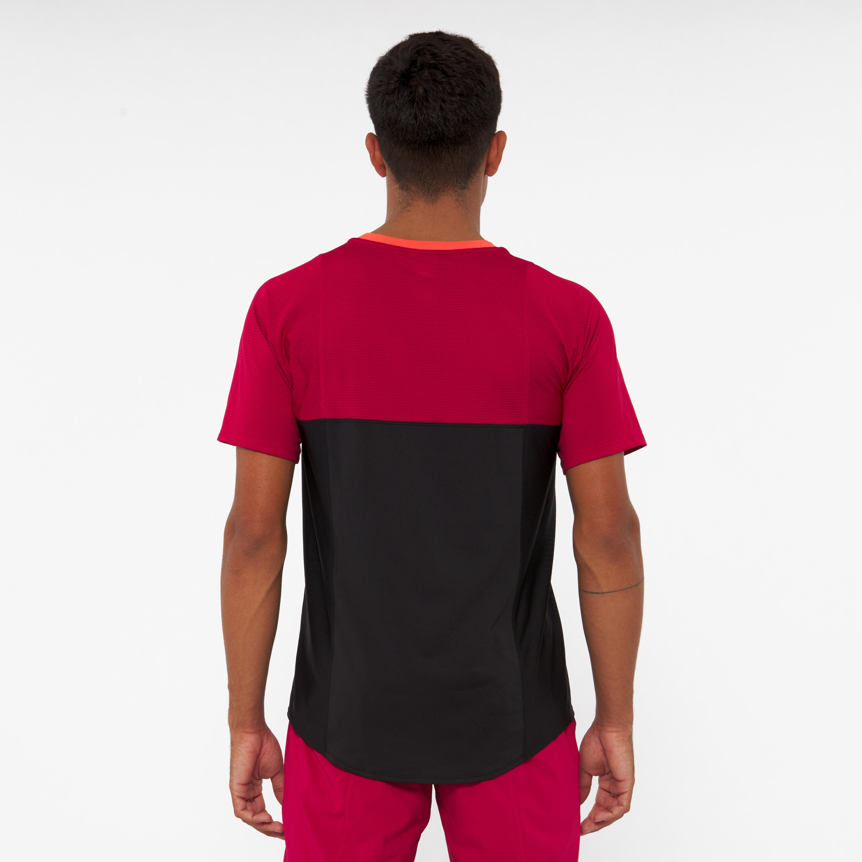 Men's Padel Short-Sleeved Breathable T-Shirt - Black/Red 5/8