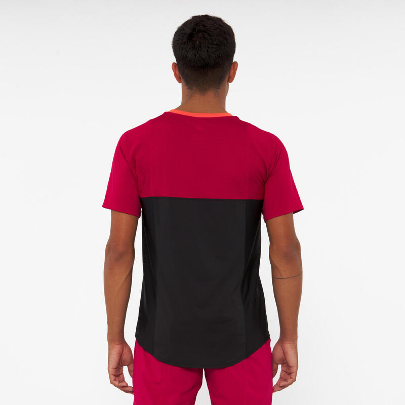 T-shirt de padel manches courtes respirant Homme - Kuikma Dry noir rouge