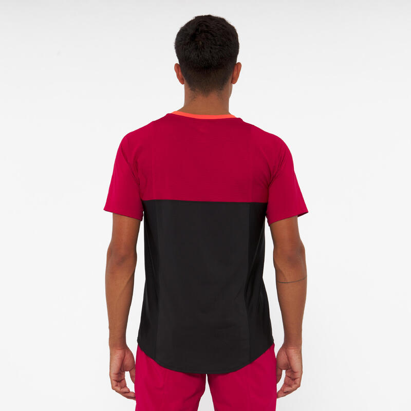 T-shirt padel uomo DRY nero-rosso