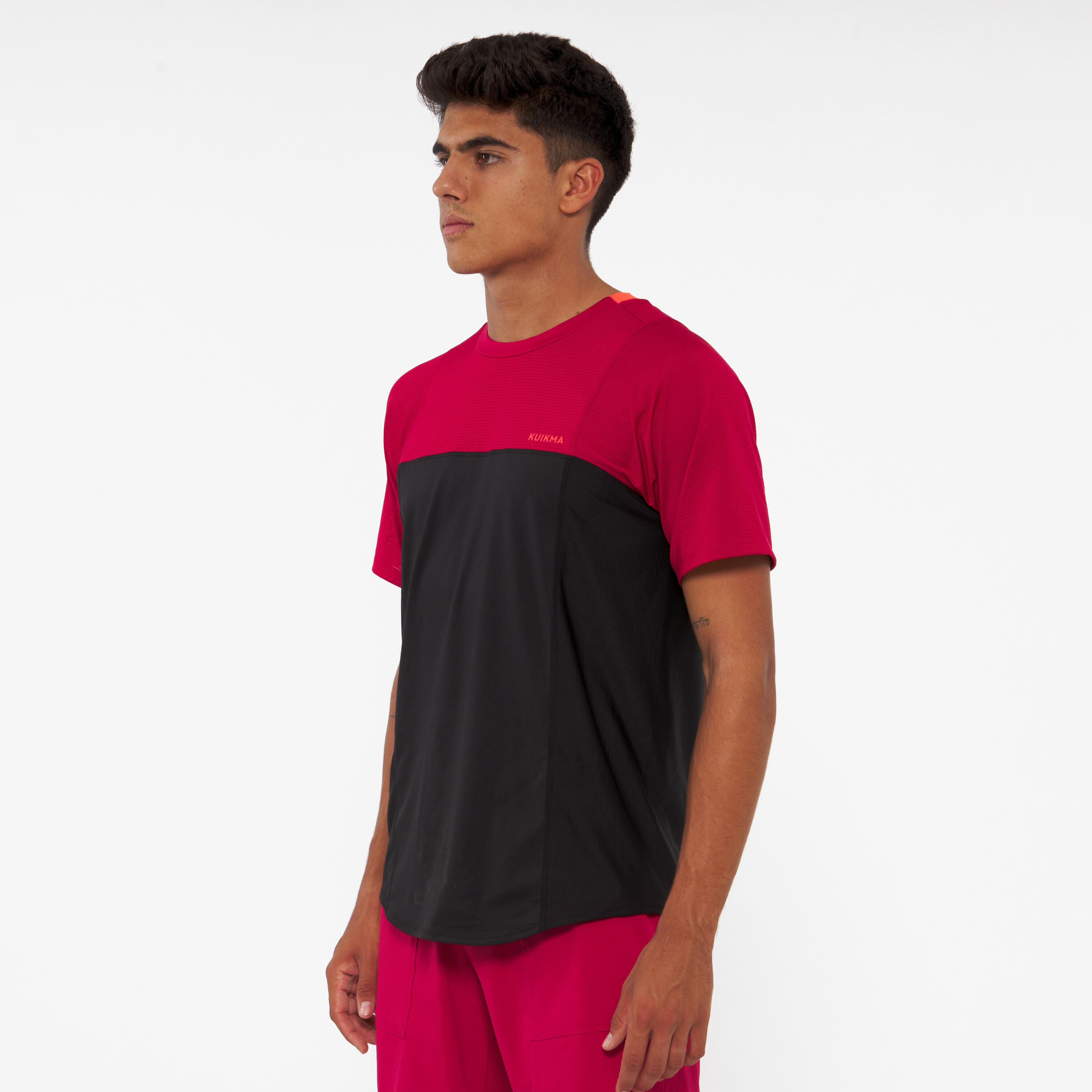 Men's Padel Short-Sleeved Breathable T-Shirt - Black/Red 4/8