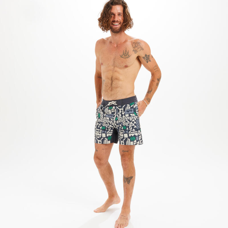 Boardshort surf 500 17" STAMP BLACK