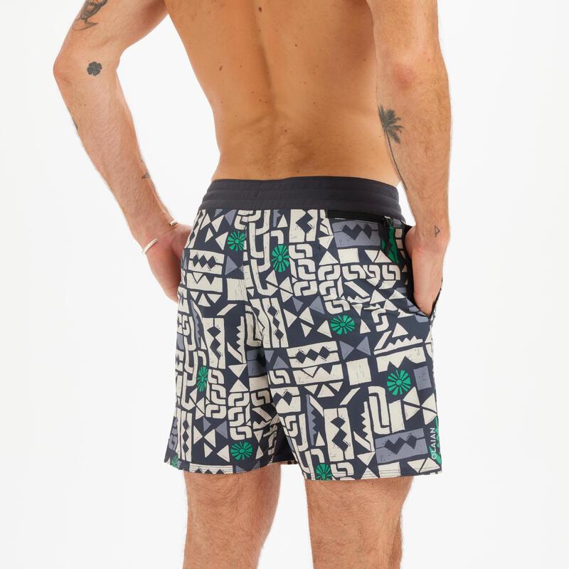 Boardshort surf 500 17" STAMP BLACK