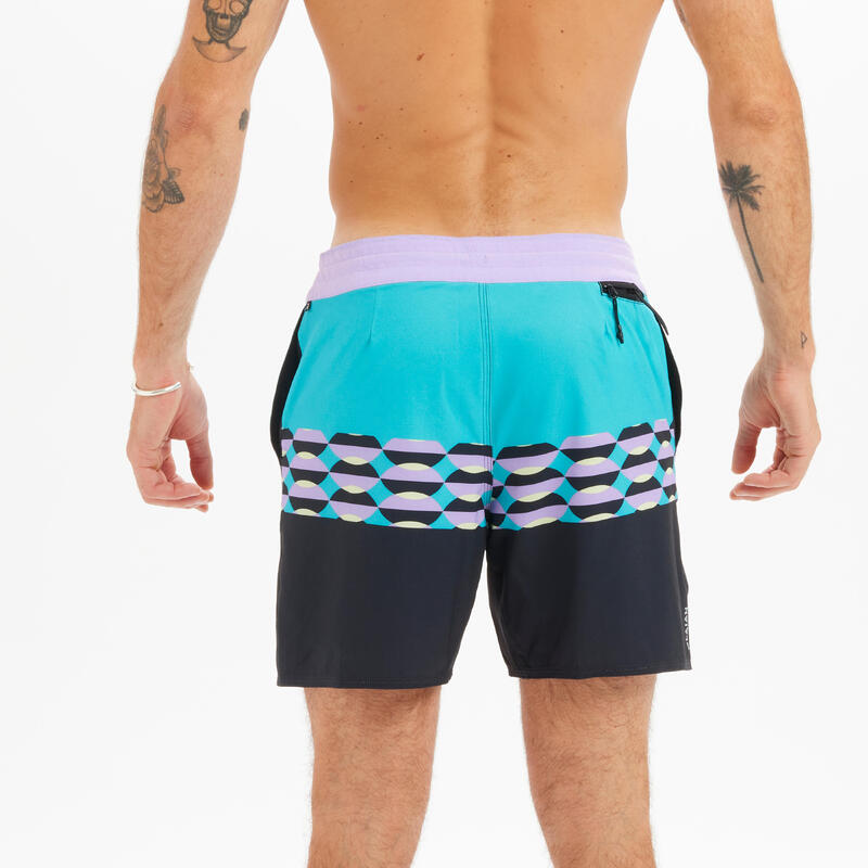 Boardshort voor heren 17" 500 Stamp zwart