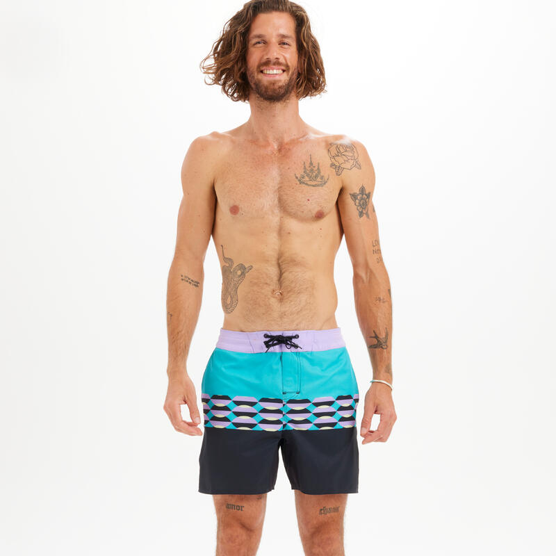 Boardshort voor heren 17" 500 Stamp zwart