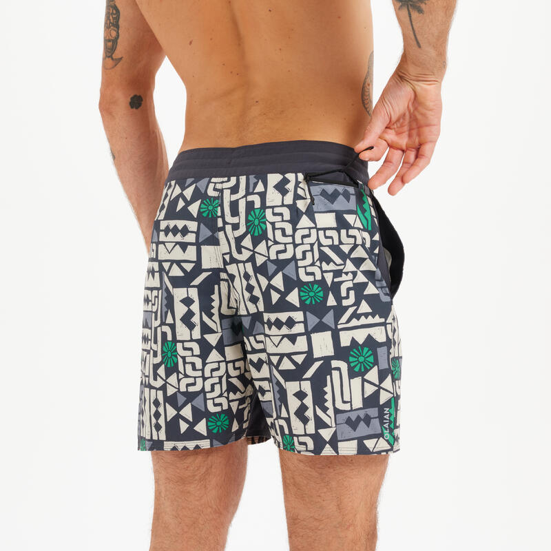 Boardshort surf 500 17" STAMP BLACK