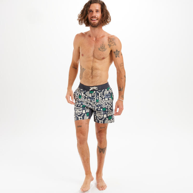 Boardshort surf 500 17" STAMP BLACK