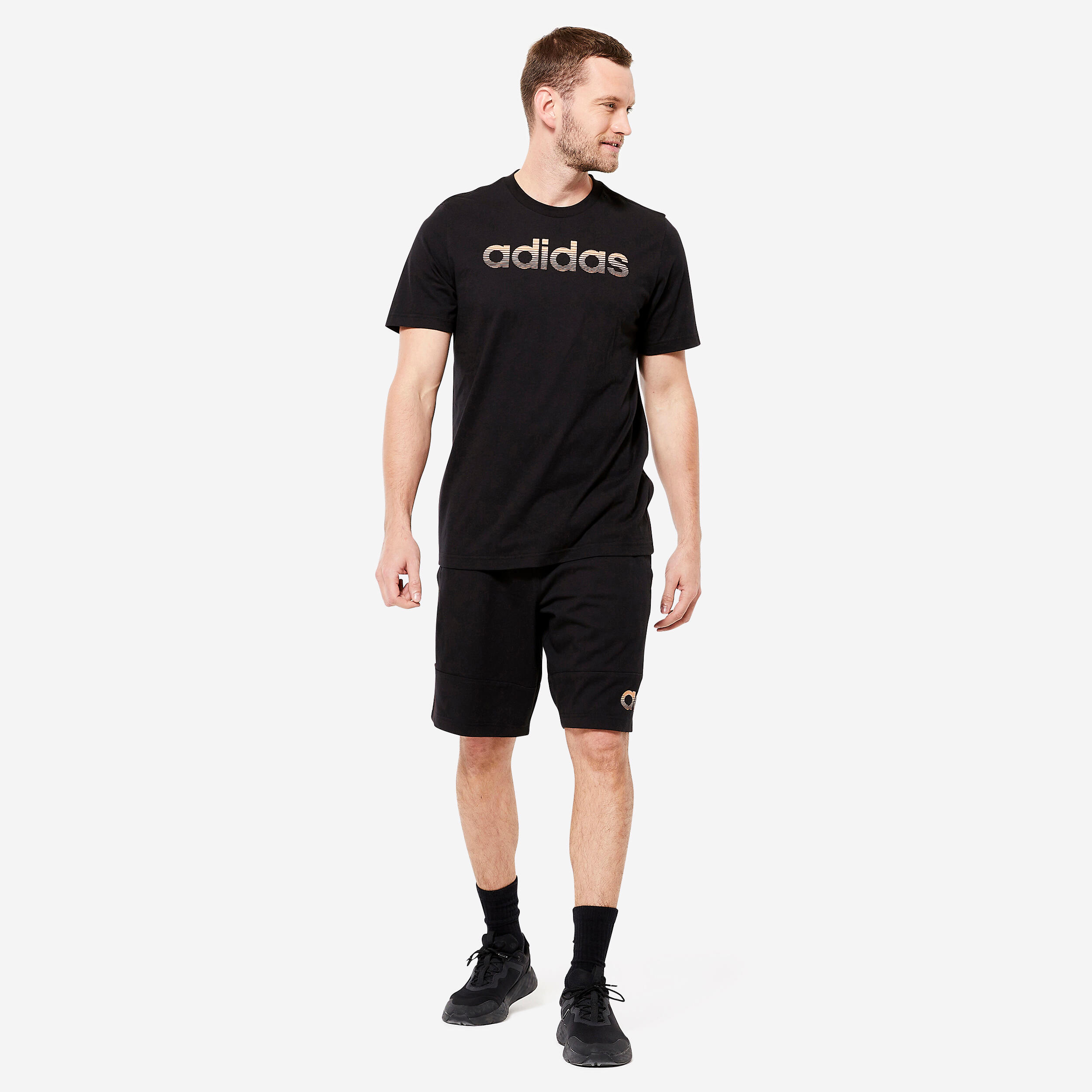 T-shirt voor fitness en soft training heren zwart 3/7
