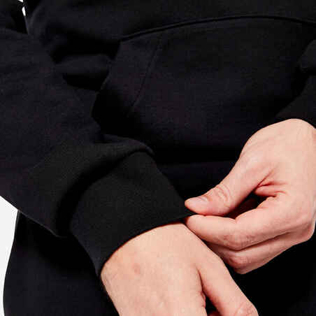 Vyriškas minkštas džemperis su gobtuvu kūno rengybai, juodas