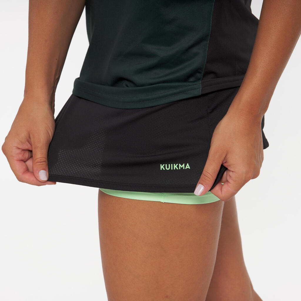 Women's Breathable Padel Skirt 500 - Green/Black