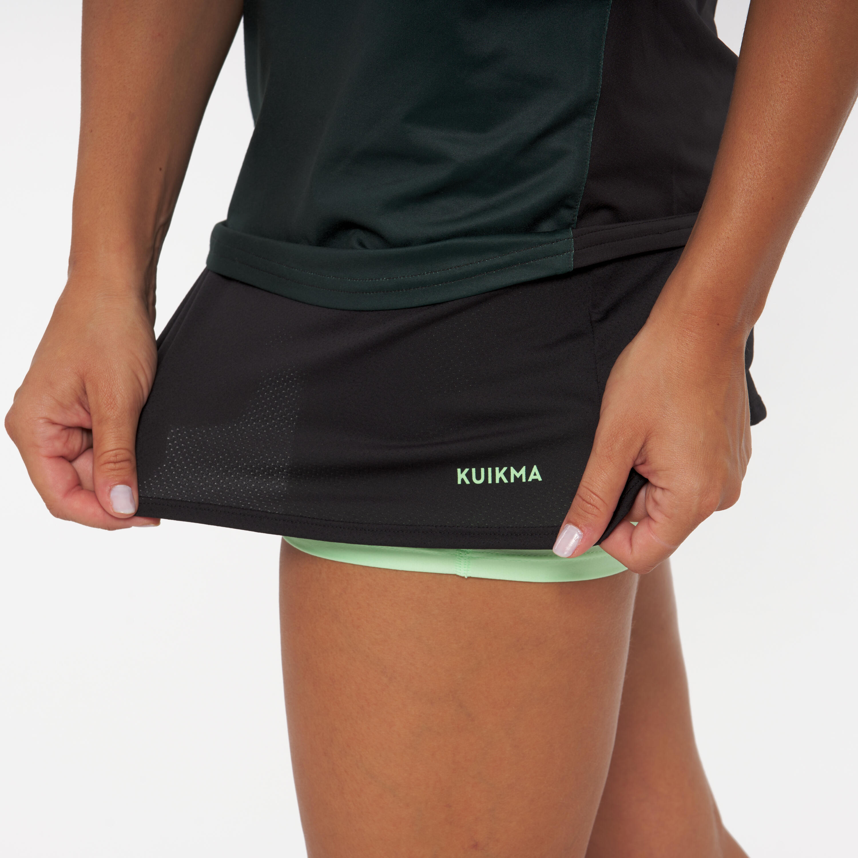 Women's Breathable Padel Skirt 500 - Green/Black 5/8