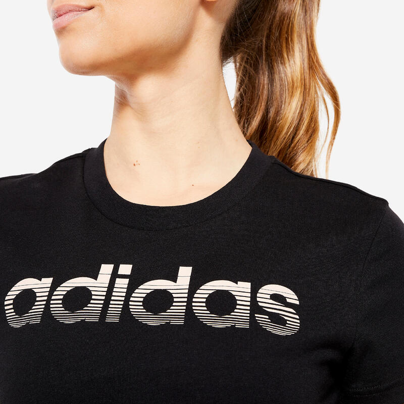 T-shirt voor fitness en soft training dames zwart