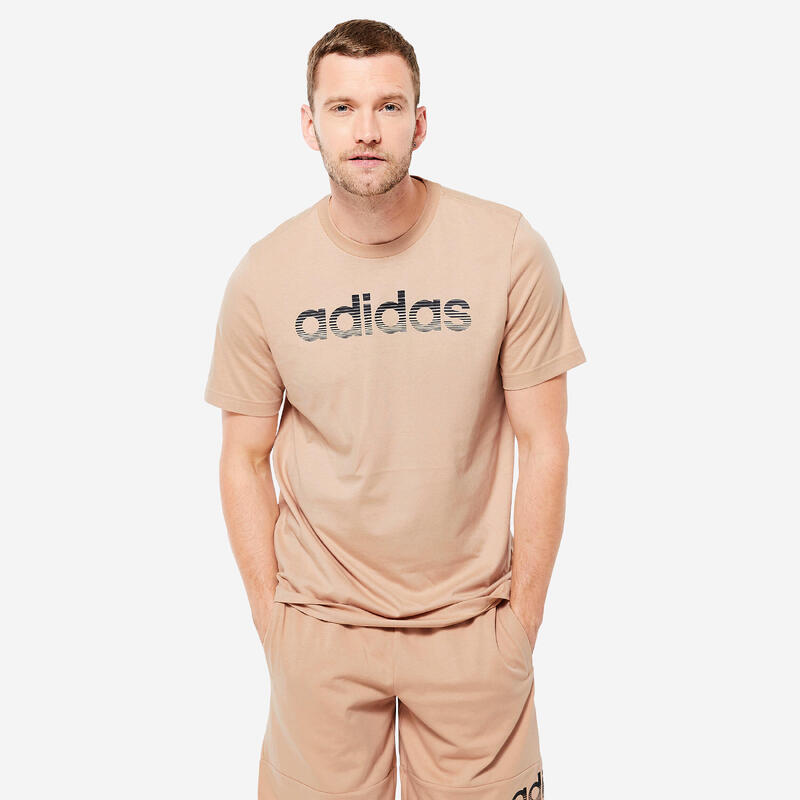 T-shirt ADIDAS uomo palestra regular fit 100% cotone beige
