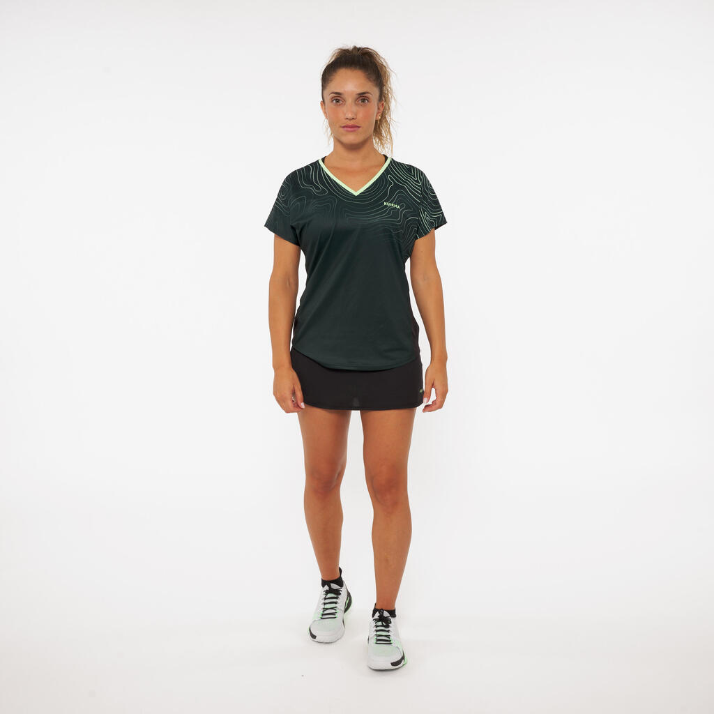 Sieviešu elpojošs īspiedurkņu padel tenisa T krekls “500”, sarkans