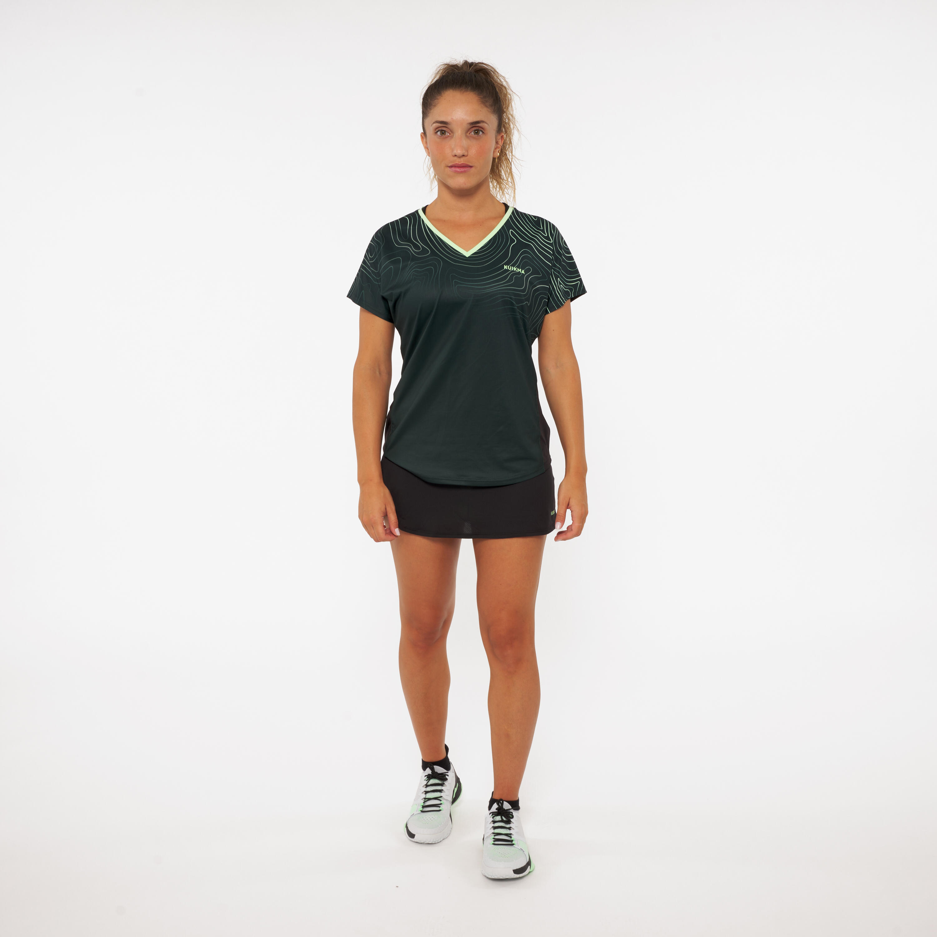Women's Breathable Padel Skirt 500 - Green/Black 8/8