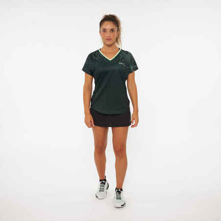 Women's Breathable Short-Sleeved Padel T-Shirt 500 - Green