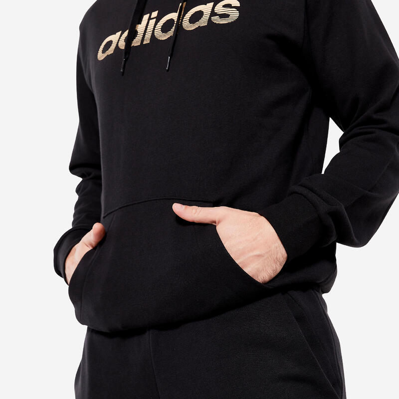 Felpa ADIDAS uomo palestra con cappuccio leggera nera