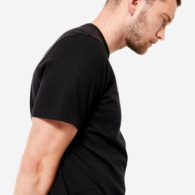 T-shirt voor fitness en soft training heren zwart