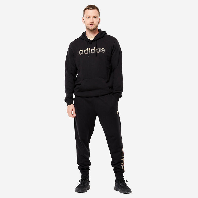 Felpa ADIDAS uomo palestra con cappuccio leggera nera