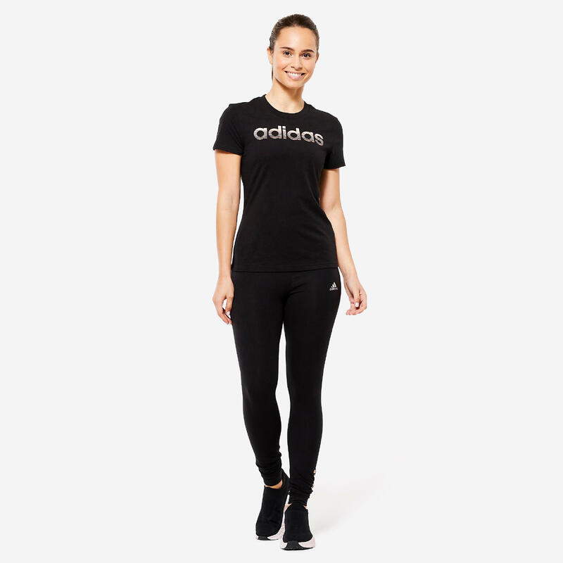 T-shirt voor fitness en soft training dames zwart