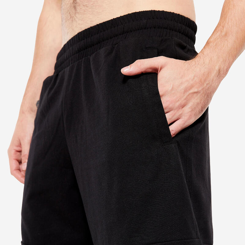 Pantaloncini ADIDAS uomo palestra regular fit cotone con tasche neri