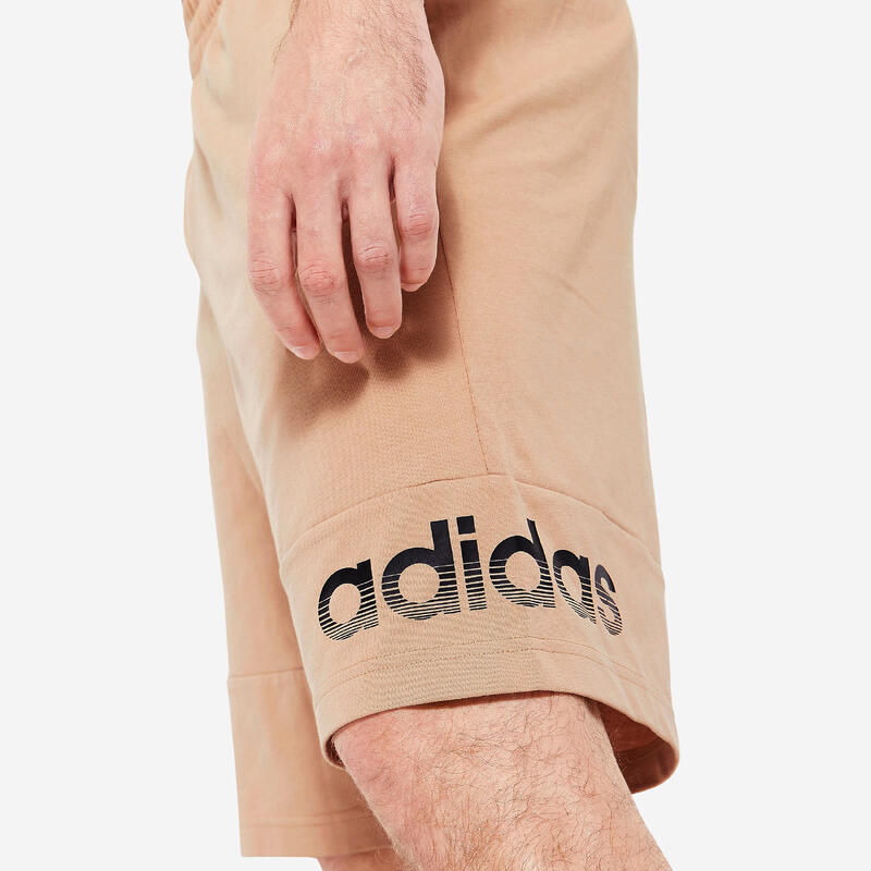 Pantaloncini ADIDAS uomo palestra regular fit cotone con tasche beige