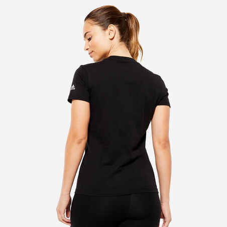 Moteriški mažo intensyvumo kūno rengybos marškinėliai, juodi